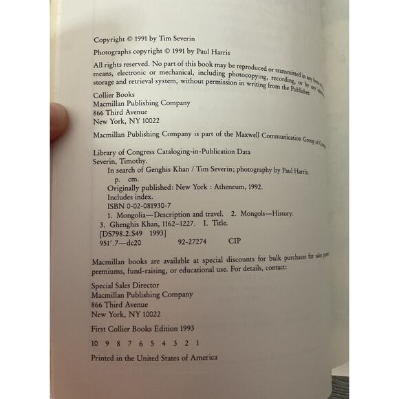 1991 In Search of Genghis Khan by Tim Severin Paperback - Picture 5 of 9